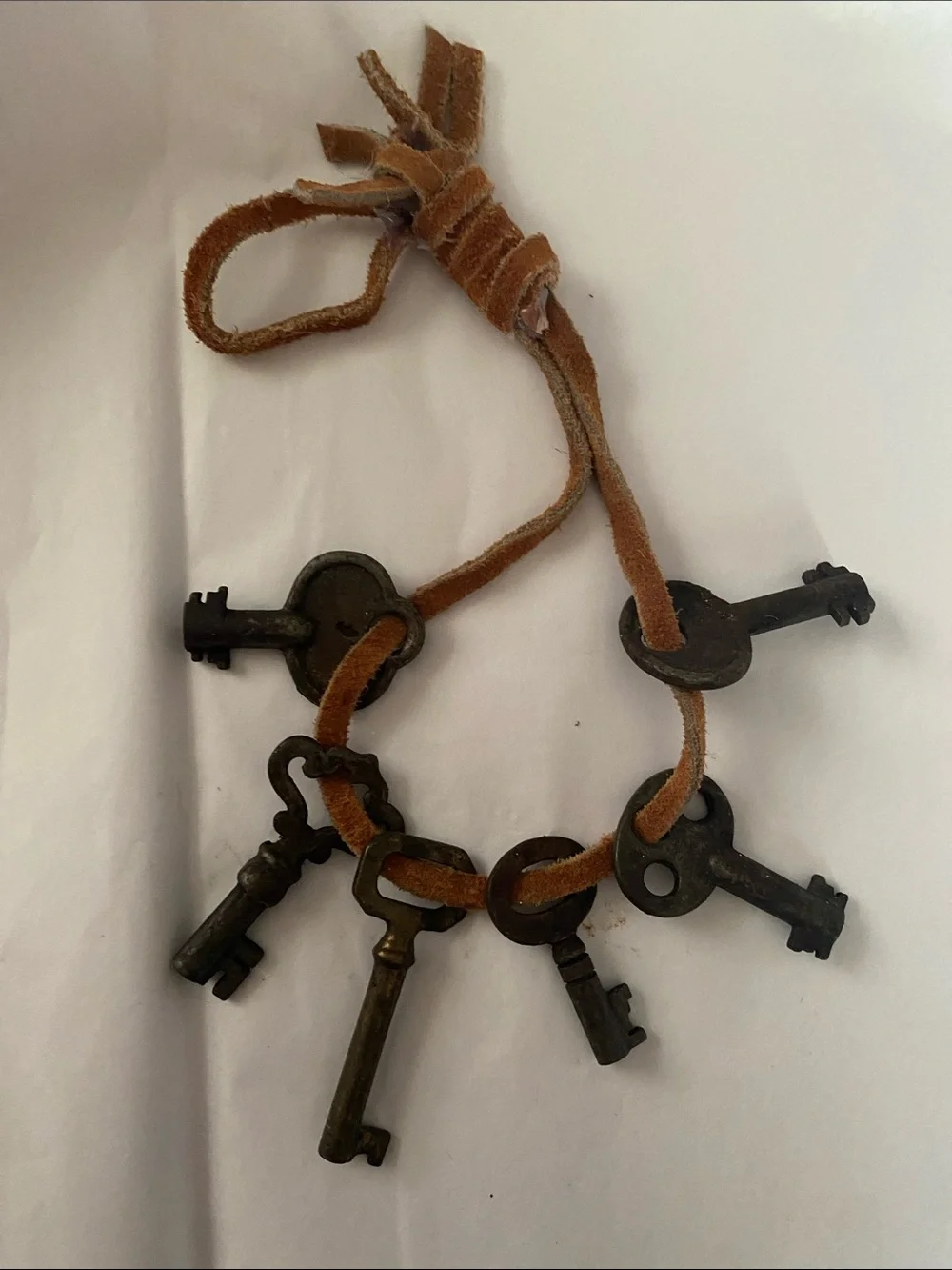 Vintage Skeleton Keys on Suede Cord - Brown - Picture 1 of 6